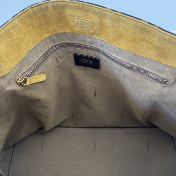 Authentic Fendi Zucca Tobacco Large Hobo Bag with Yellow Handle - Pre-Loved - Picture 15 of 16